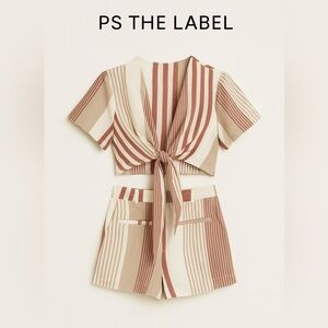 PS the Label Women’s Multicolor Crop Top & Shorts Set Size XS NWOT